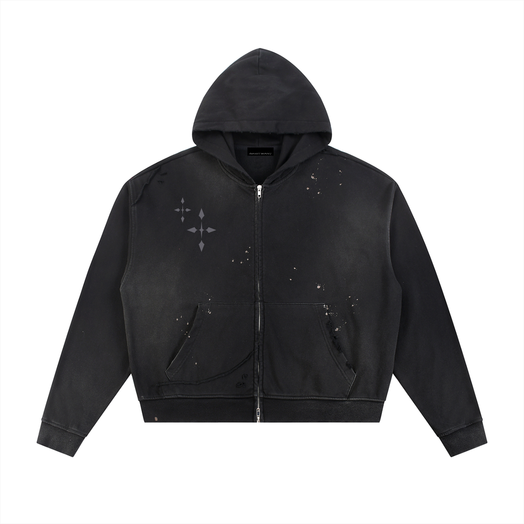 厄除 Yakuyoke - Damage Zip Hoodie