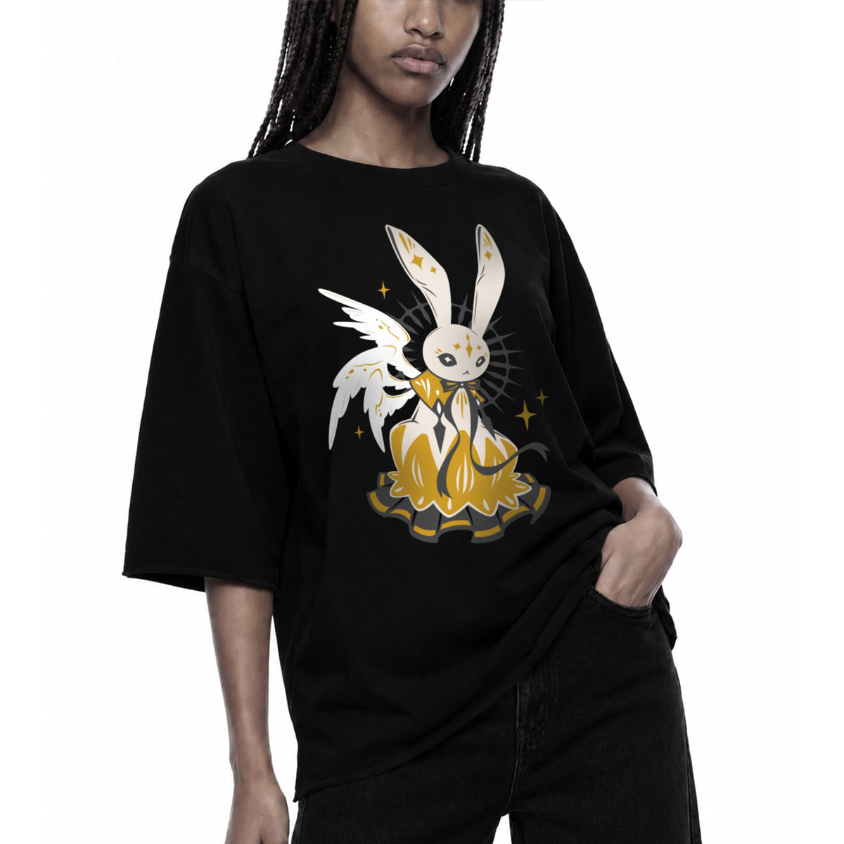 天使 Tenshi - Boxy Raw Edge T-Shirt