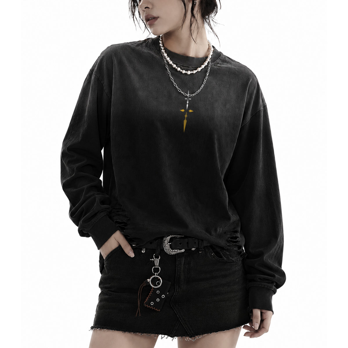 善悪 Zenaku - Damage Fade Long Sleeve