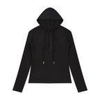 刺さる Sasaru - Half-Button Hoodie Top