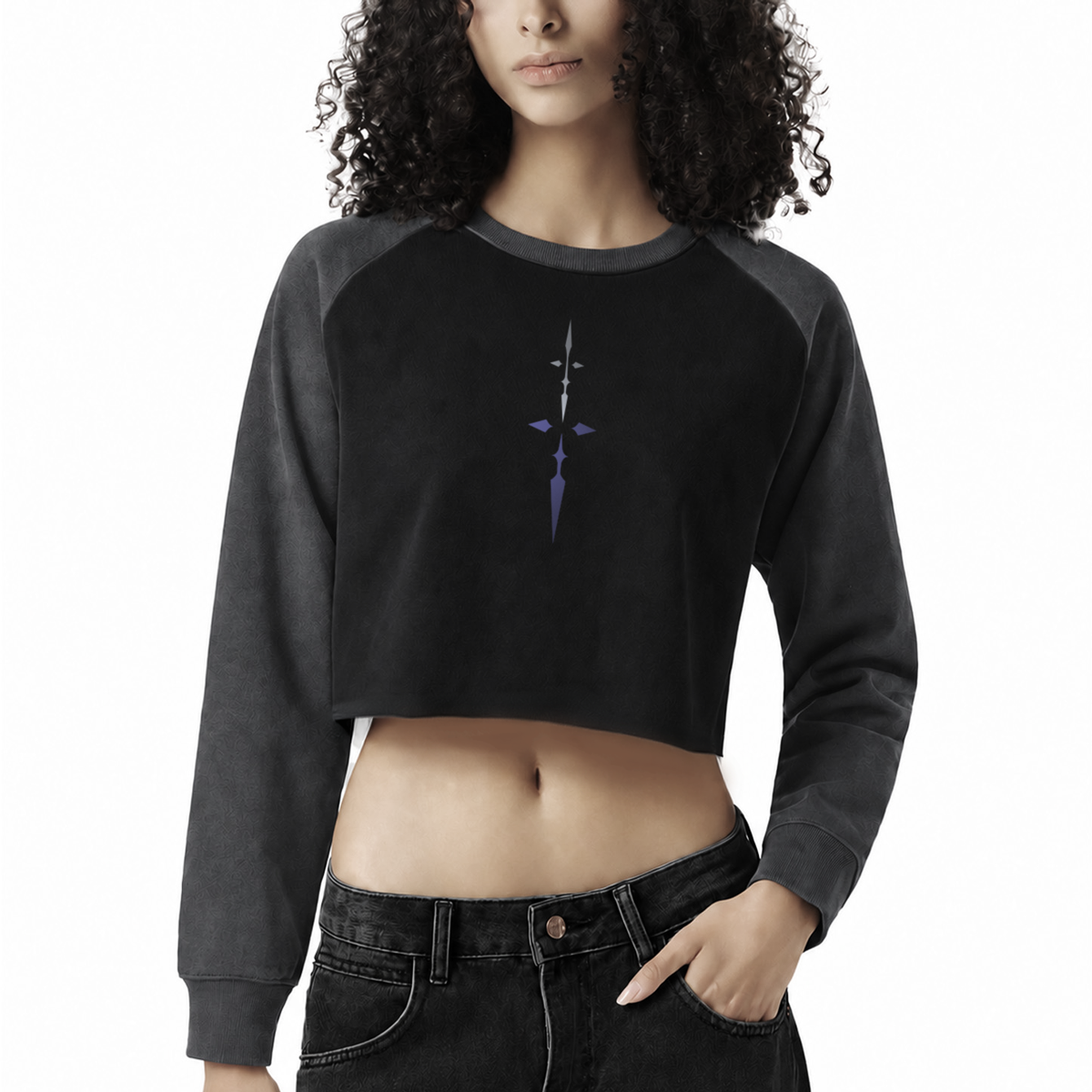 ミッドナイトティ Midnight Tea - Raglan Crop Sweatshirt