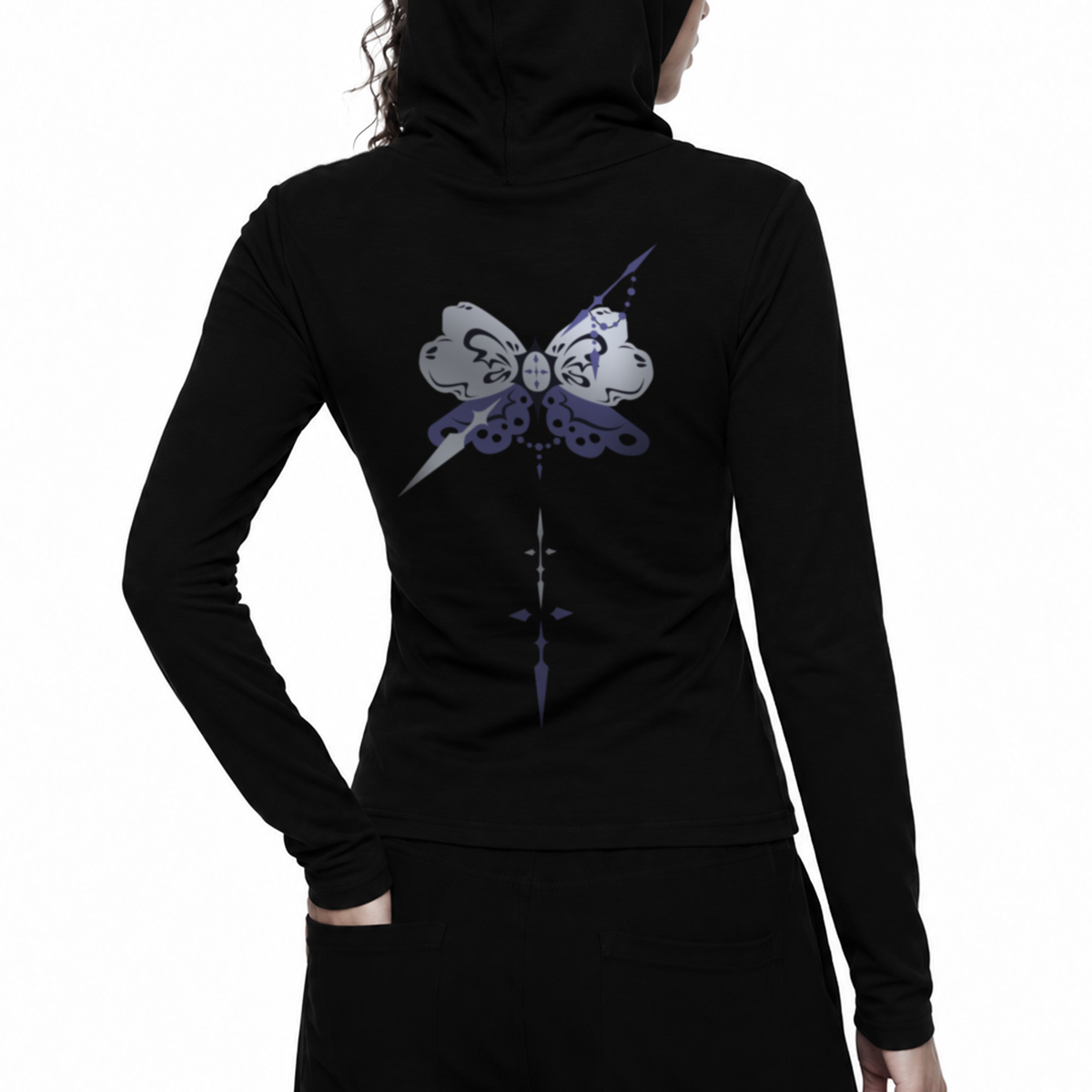 刺さる Sasaru - Half-Button Hoodie Top